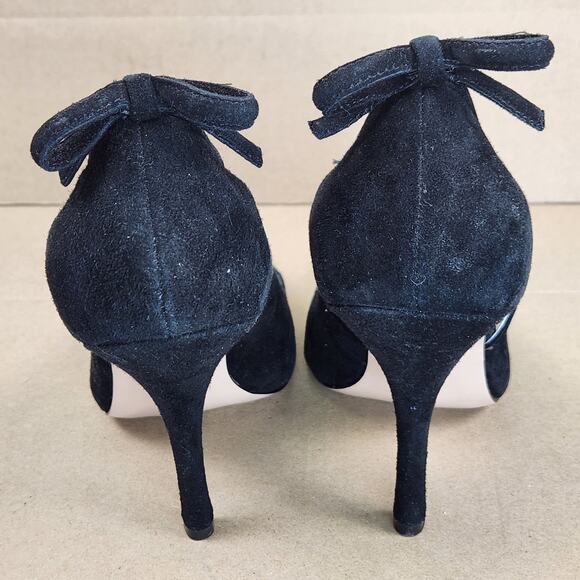 Joan & David Black Suede Strappy Pumps Women’s SZ 9M Pointed Toe Bow Stiletto - Picture 11 of 16
